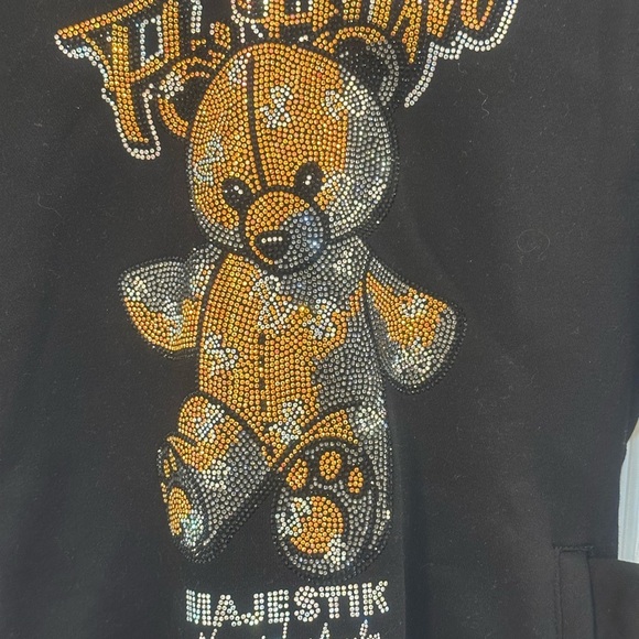 MAJESTIK Black Rhinestone FLY HIGH Bear Sweat Suit Child Set Size 7-8T NWOT - Picture 3 of 17